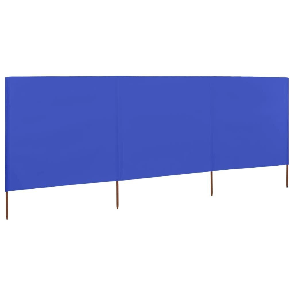 vidaXL tuulekaitse sein 3 paneelist, kangas, 400 x 120 cm, taevasinine hind ja info | Päikesevarjud, markiisid ja alused | kaup24.ee