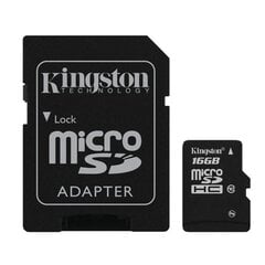 Kingston MicroSDHC 16 GB + SD adapter, klass 10 hind ja info | Mobiiltelefonide mälukaardid | kaup24.ee