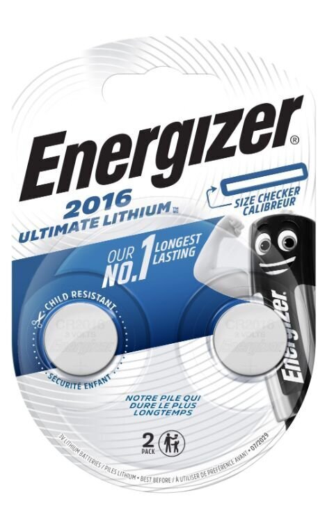 Patareid ENERGIZER CR2016 3V B2 Ultimate Lithium 2tk цена и информация | Patareid | kaup24.ee