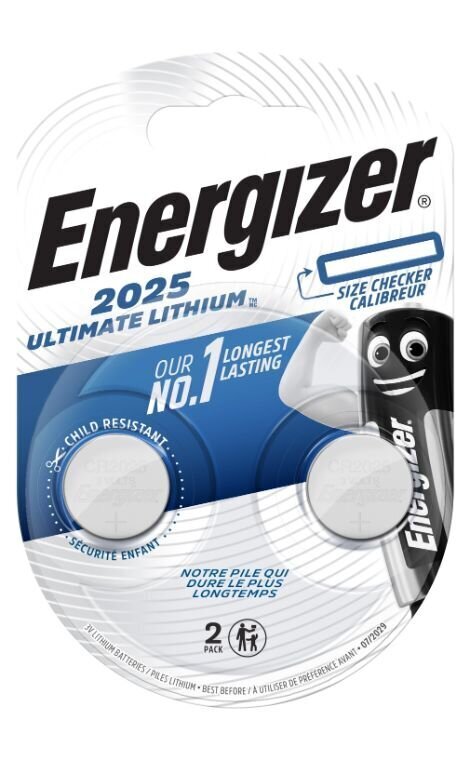 Patareid ENERGIZER CR2025 3V B2 Ultimate Lithium, 2tk hind ja info | Patareid | kaup24.ee