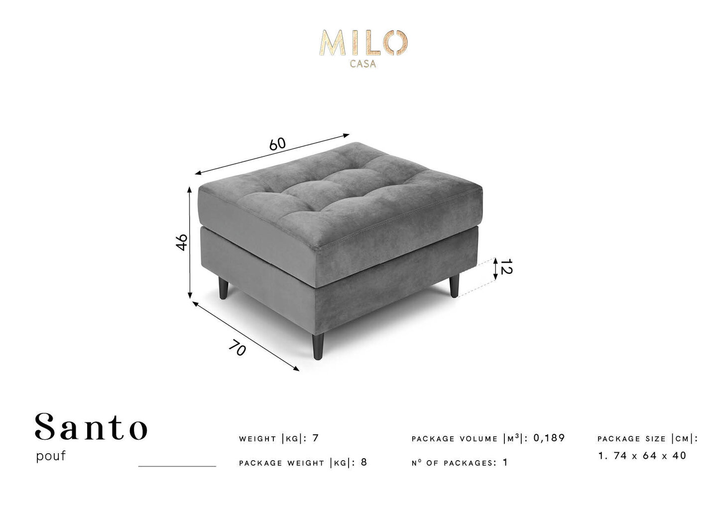 Tumba Milo Casa Santo, roheline/must hind ja info | Kott-toolid, tumbad, järid | kaup24.ee