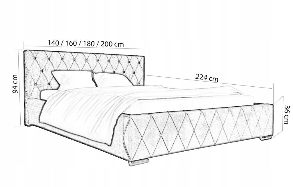 Voodi Diori 140x200 cm, roheline hind ja info | Voodid | kaup24.ee