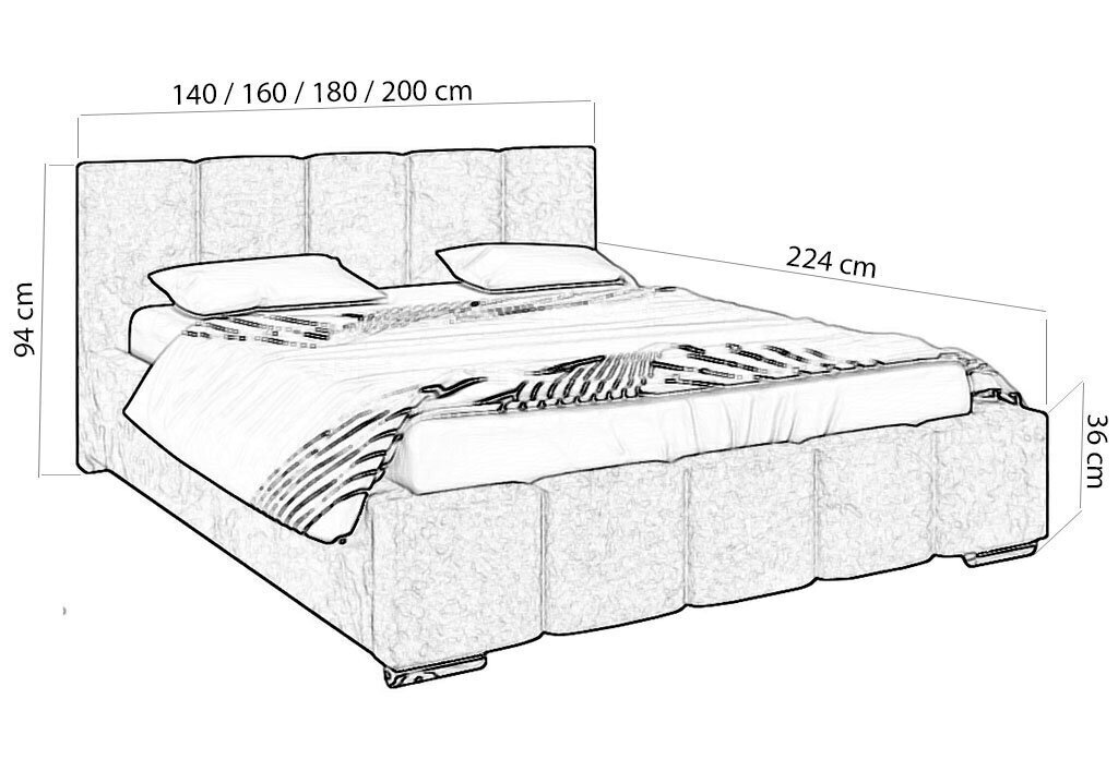 Voodi Bardo 160x200 cm, hall hind ja info | Voodid | kaup24.ee