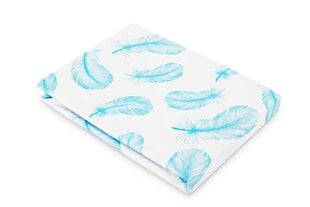 Sensillo простыня с резинкой, белая, синие перья, 120x60, 2213 цена и информация | Сетки для кроватей | kaup24.ee