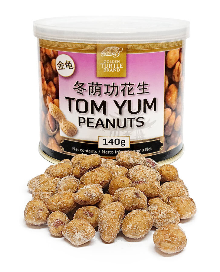 Maapähklid koos TOM YUM, Tom Yum Peanuts, Golden Turtle Brand, 140 g цена и информация | Pähklid, seemned, kuivatatud puuviljad | kaup24.ee