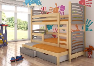 Кровать двухъярусная Soria, 180x75 см / 172x75 см, серая / коричневая цена и информация | Детские кровати | kaup24.ee