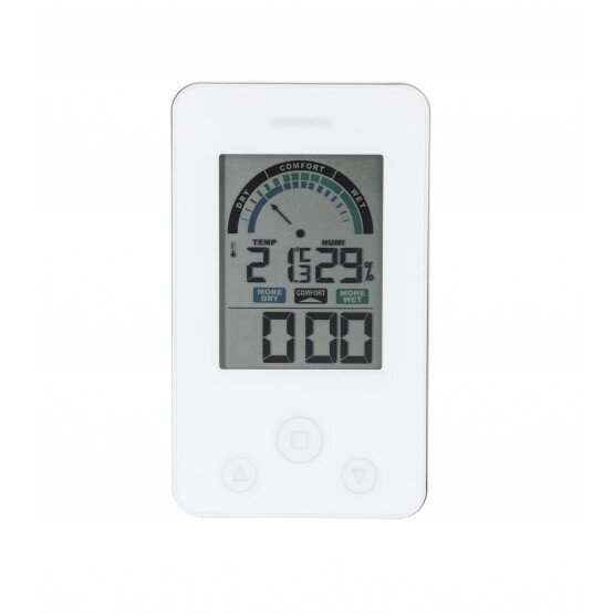Digitaalne sisetermomeeter hügromeetri ja kellaga valge hind ja info | Mõõdikud (niiskus, temp, pH, ORP) | kaup24.ee