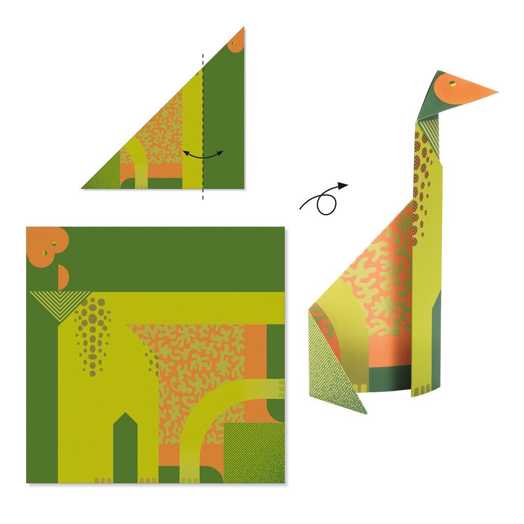 Origami paberid - Dinosaurused, Djeco, DJ08758 hind ja info | Arendavad mänguasjad | kaup24.ee