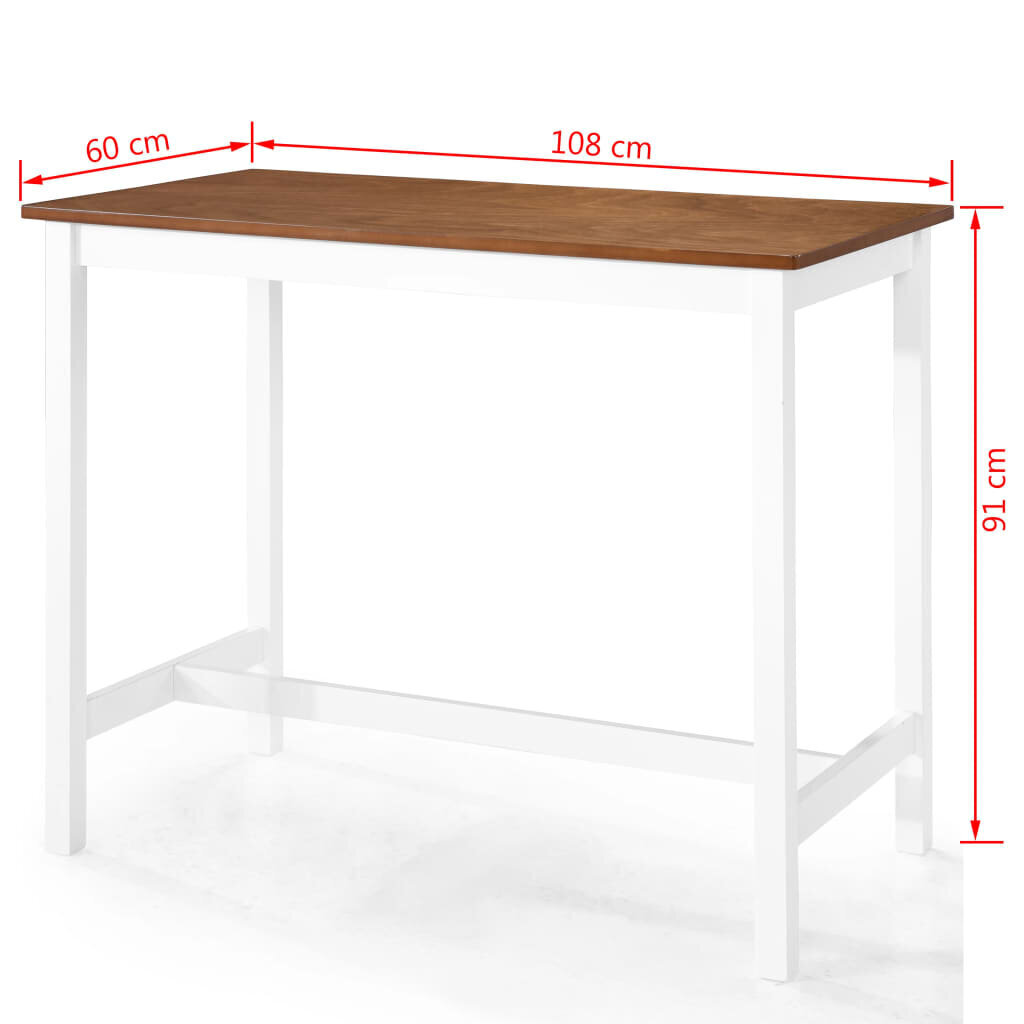 vidaXL baarilaud, toekas puit, 108 x 60 x 91 cm hind ja info | Köögi- ja söögilauad | kaup24.ee