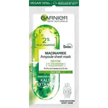 Detoksifitseeriv ampull-lehtmask Garnier, 1 tk hind ja info | Näomaskid, silmamaskid | kaup24.ee