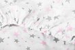 Sensillo voodilina kummiga, valge, roosad tähed, 120x60, 2211 цена и информация | Voodilinad | kaup24.ee