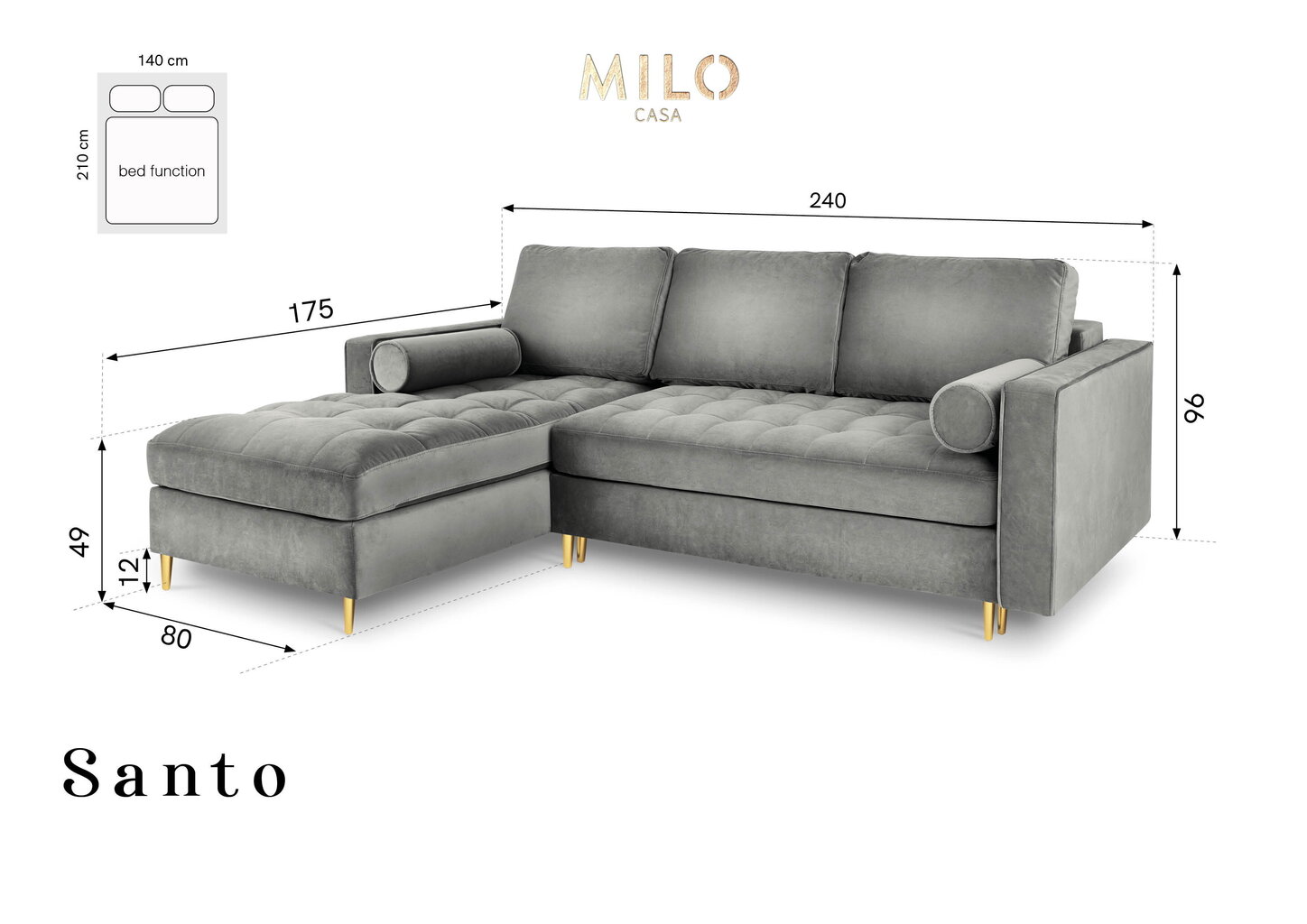 Pehme nurgadiivan Milo Casa Santo 5S-V, beeži värvi hind ja info | Nurgadiivanid ja nurgadiivanvoodid | kaup24.ee