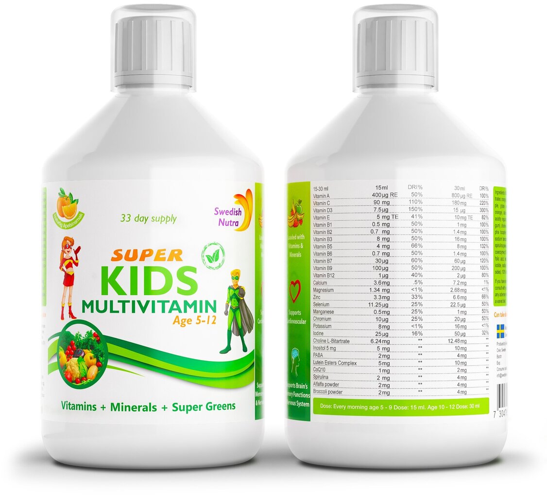 Multivitamiin Super Kids 500 ml hind ja info | Vitamiinid, toidulisandid, preparaadid tervise heaoluks | kaup24.ee