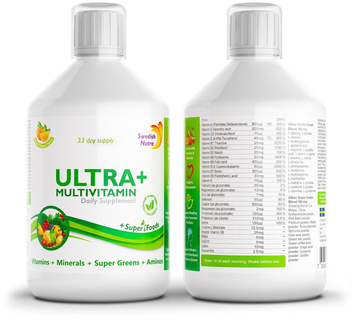 Ultra Multivitamiin 500 ml цена и информация | Vitamiinid, toidulisandid, preparaadid tervise heaoluks | kaup24.ee