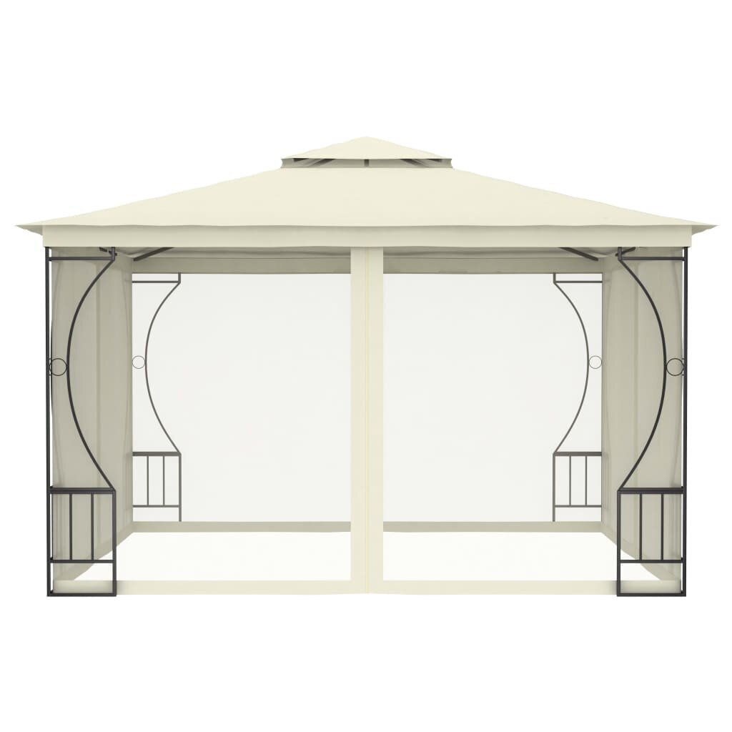 vidaXL kardinatega varikatus, 300 x 300 x 265 cm, kreemjasvalge цена и информация | Varikatused ja aiapaviljonid | kaup24.ee