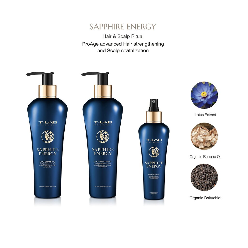 Tugevdav ja toniseeriv mask-palsam T-LAB Professional Saphriro Energy Duo Treatment 300 ml цена и информация | Maskid, õlid, seerumid | kaup24.ee