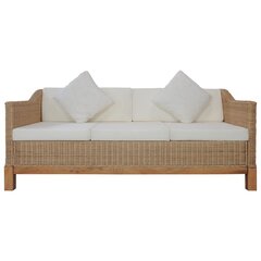 Трехместный диван с подушками, натуральный ротанг цена и информация | Диваны | kaup24.ee