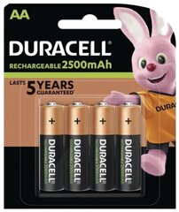 Заряжаемые батарейки Duracell AA (2500 мАч), LR06, 4 шт. цена и информация | Батарейки | kaup24.ee