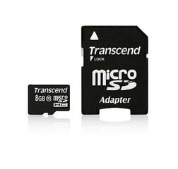 Transcend 8GB microSDHC, klass 10 + adapter hind ja info | Mobiiltelefonide mälukaardid | kaup24.ee