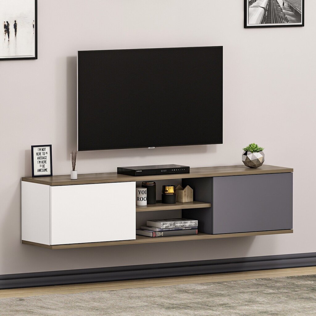TV laud Kalune Design 382, 160 cm, hall/valge hind ja info | TV alused | kaup24.ee