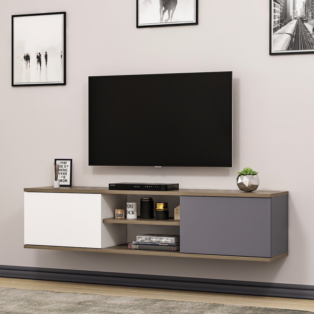 TV laud Kalune Design 382, 160 cm, hall/valge hind ja info | TV alused | kaup24.ee