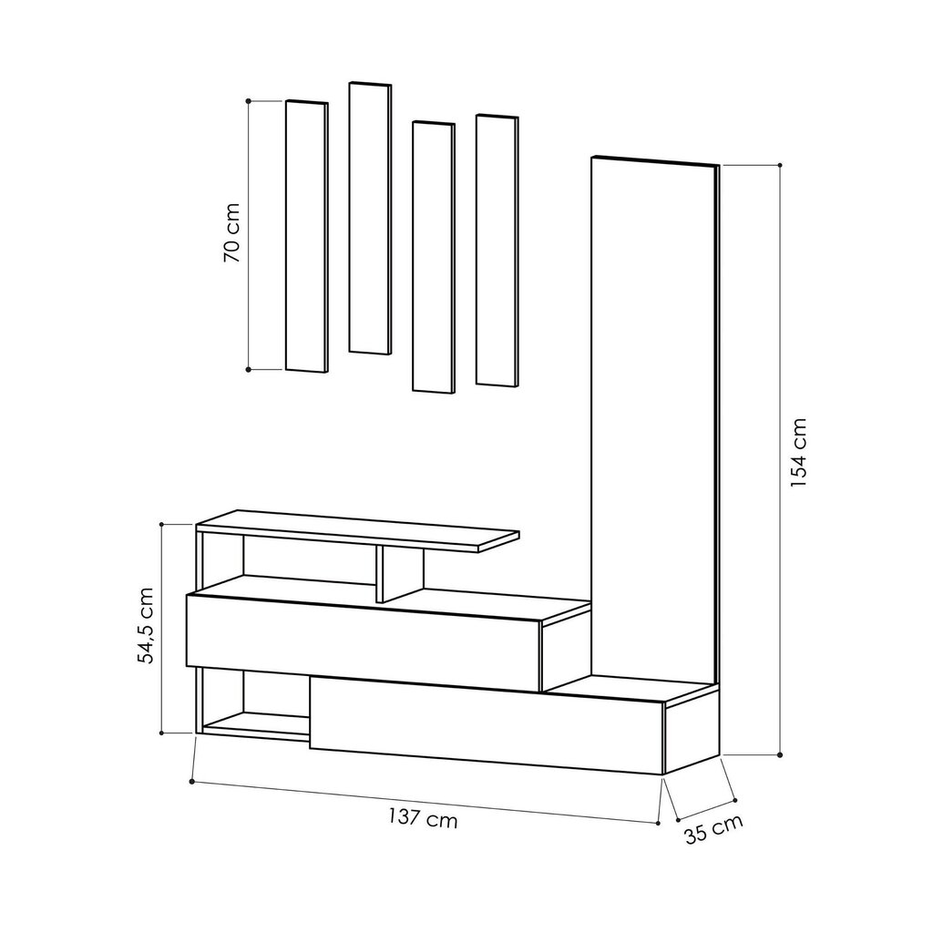 Esikukomplekt Kalune Design 855, 137 cm, hall/beeži värvi hind ja info | Esikukomplektid | kaup24.ee