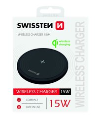 Беспроводное зарядное устройство Swissten 15W с USB-C, 1.5 м, черный цвет цена и информация | Зарядные устройства для телефонов | kaup24.ee