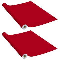 vidaXL iseliimuvad mööblikiled, 2 tk punane, 500 x 90 cm, PVC hind ja info | Kleepkiled | kaup24.ee