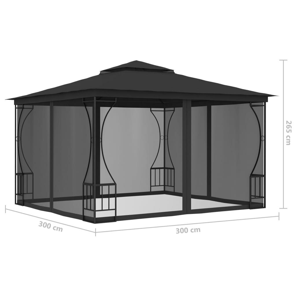 vidaXL kardinatega varikatus, 300 x 300 x 265 cm, antratsiithall цена и информация | Varikatused ja aiapaviljonid | kaup24.ee