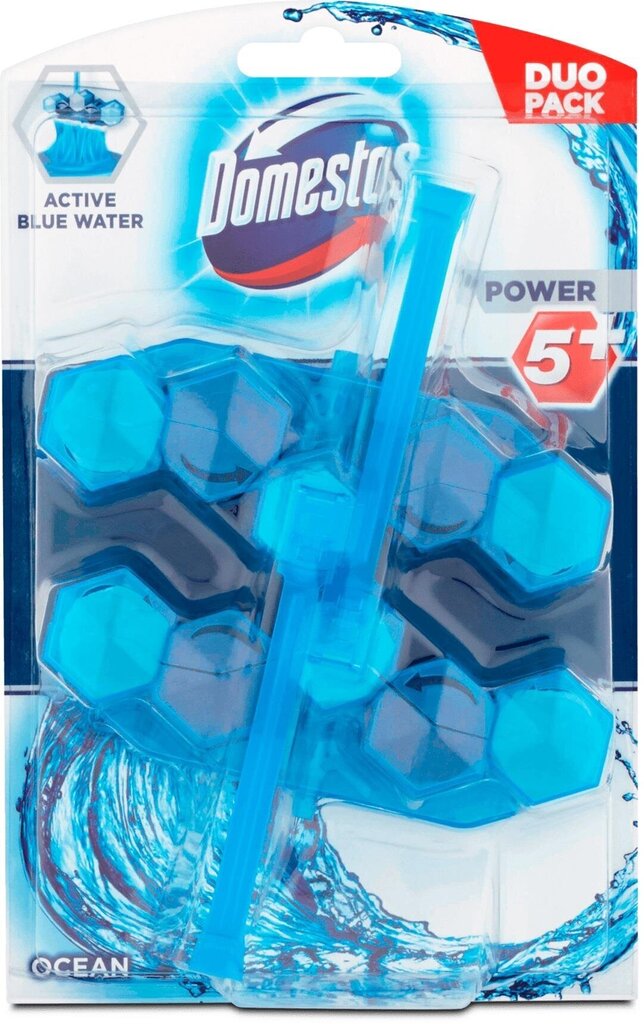 WC puhastusvahend-värskendaja Domestos Power 5+ Blue Ocean, 2x53 g цена и информация | Puhastusvahendid | kaup24.ee