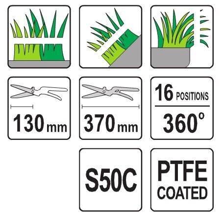 360° murukäärid, teflonist 16-asendiga 130x370mm Yato (YT-8853) цена и информация | Aiatööriistad | kaup24.ee