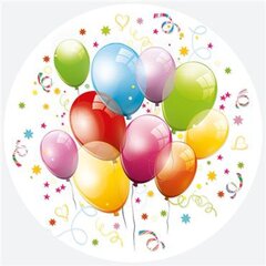 Ühekordsed papptaldrikud 18 cm, 8 tk, Birthday Balloons (010001) 3100 hind ja info | Ühekordsed nõud | kaup24.ee