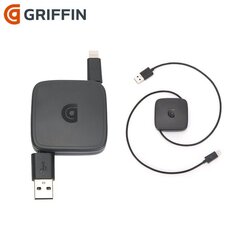 Griffin Заряда & Данных Lightning убирающийся 0.7m USB Премиум Сертифицированный Кабель Черный (EU Blister) цена и информация | Кабели для телефонов | kaup24.ee