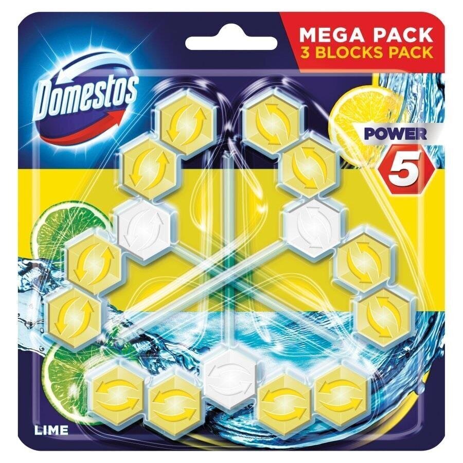 WC puhastusvahend-värskendaja Domestos Power 5 Lime, 3x55 g цена и информация | Puhastusvahendid | kaup24.ee