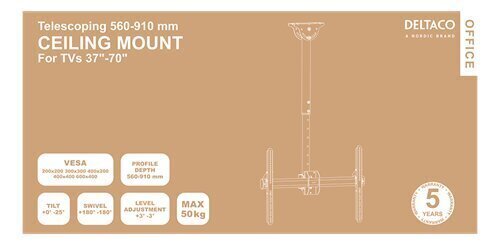 Deltaco OFFICE ARM-0400 teleskoop-laekinnitus, 37-70" цена и информация | Teleri seinakinnitused ja hoidjad | kaup24.ee