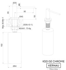 Дозатор Kernau KSD 02 Chrome цена и информация | Принадлежности для кухонных раковин и смесителей | kaup24.ee