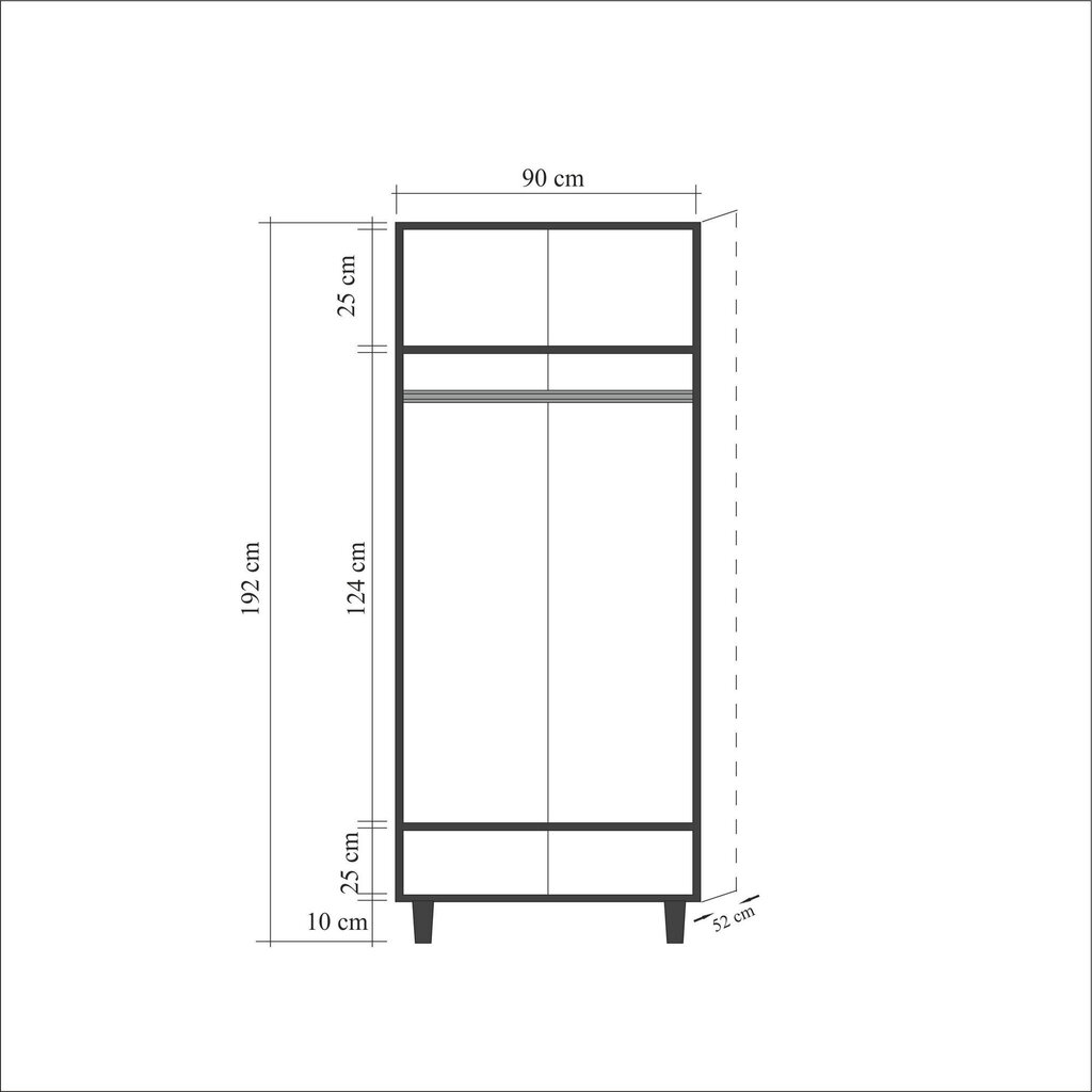 Riidekapp Kalune Design Wardrobe 869 (IV), 90 cm, pruun/tamme värv hind ja info | Kapid | kaup24.ee