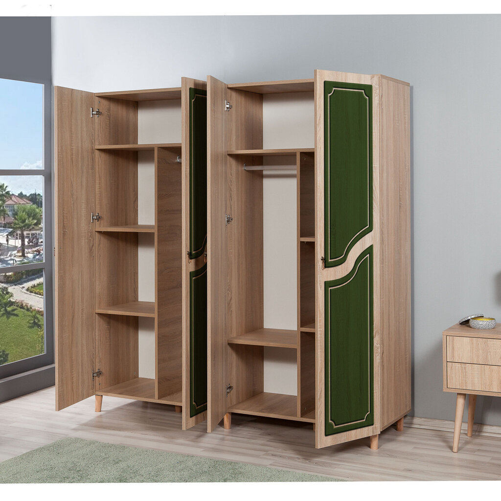 Riidekapp Kalune Design Wardrobe 863 (II), 180 cm, tamme värv/roheline hind ja info | Kapid | kaup24.ee