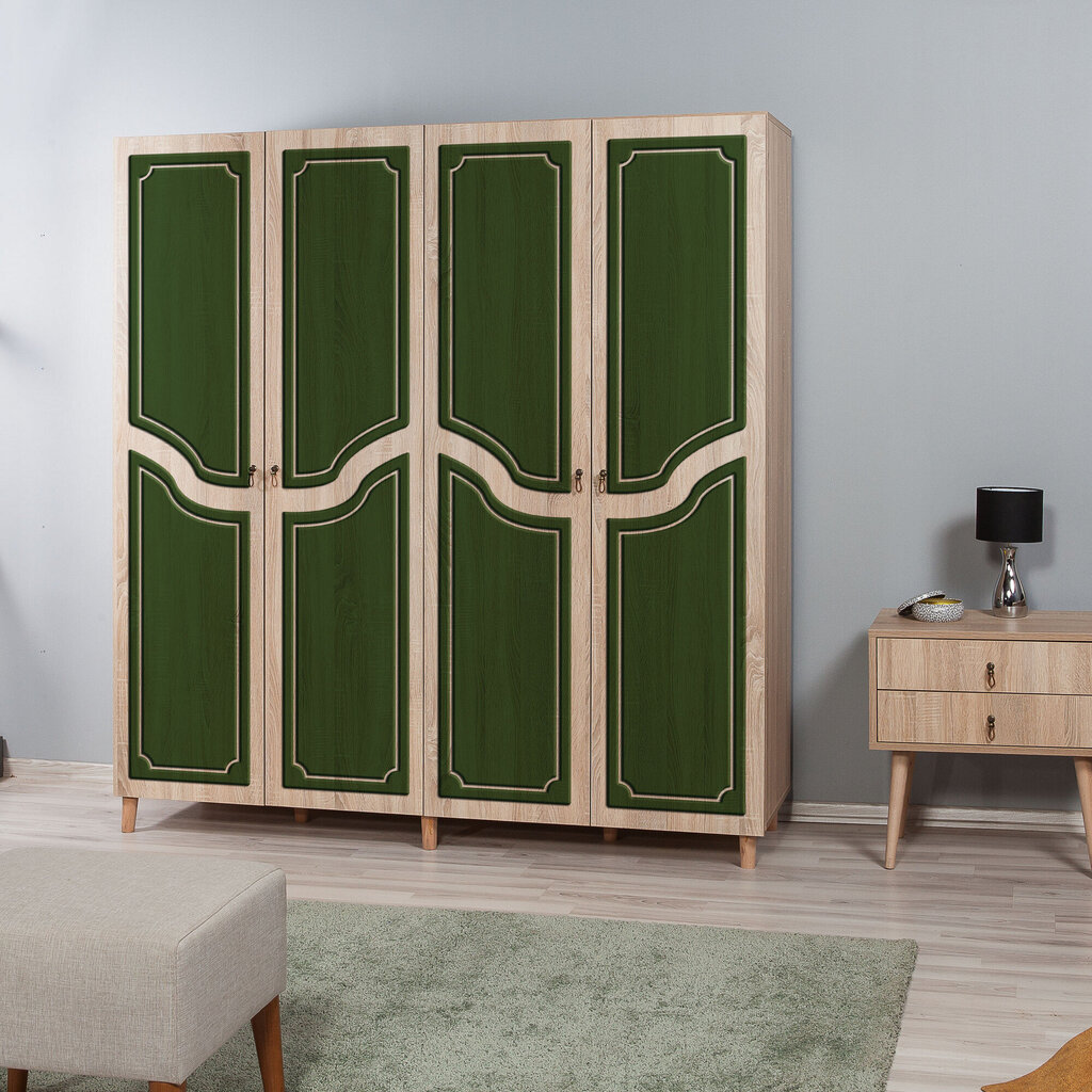 Riidekapp Kalune Design Wardrobe 863 (II), 180 cm, tamme värv/roheline цена и информация | Kapid | kaup24.ee