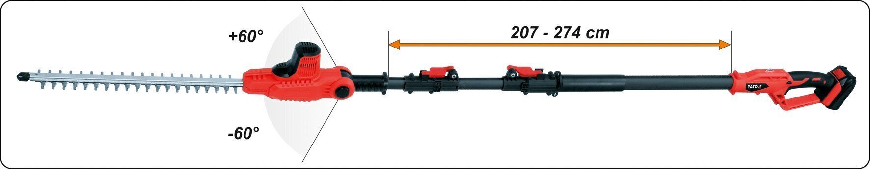 Juhtmeta teleskoop-hekikäärid 207-274cm 18V 1x2Ah Yato (YT-82834) hind ja info | Heki- ja võsalõikurid | kaup24.ee