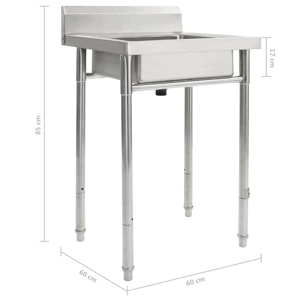 vidaXL köögivalamu ühe kraanikausiga, roostevaba teras цена и информация | Köögivalamud | kaup24.ee