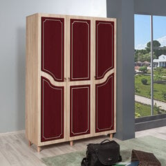 Riidekapp Kalune Design Wardrobe 863 (VI), 135 cm, tamm/tumepunane hind ja info | Kapid | kaup24.ee