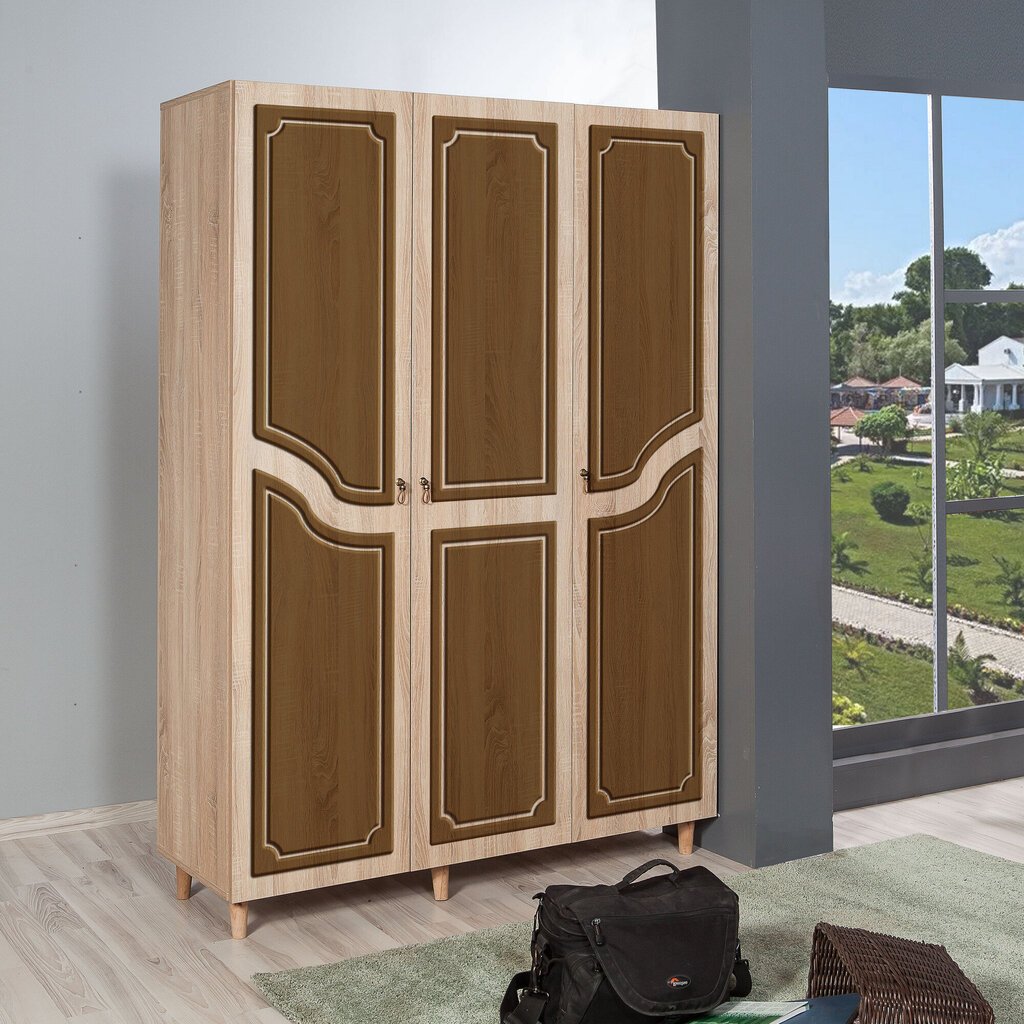 Riidekapp Kalune Design Wardrobe 863 (VI), 135 cm, tamm/tumepruun цена и информация | Kapid | kaup24.ee