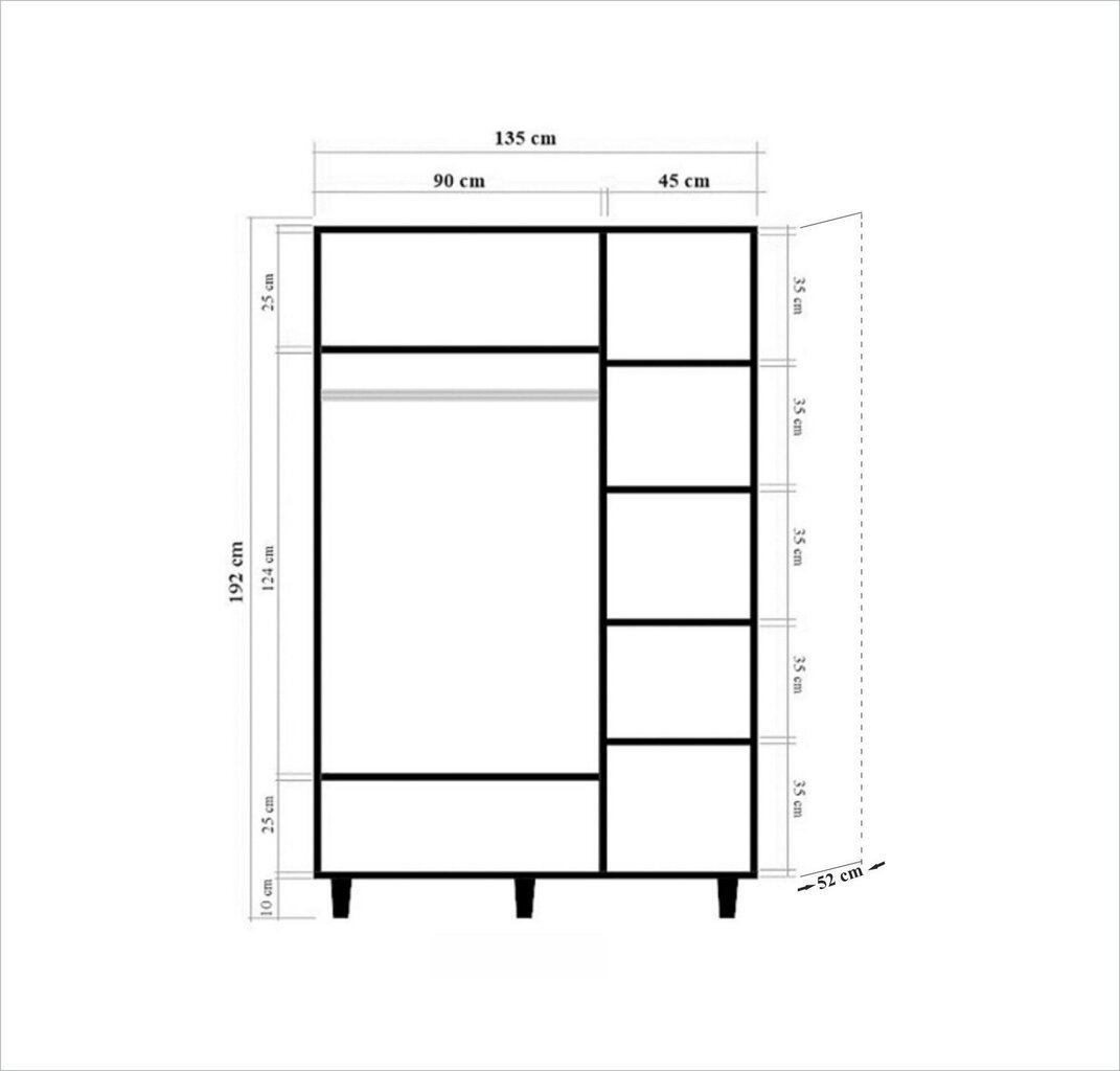Riidekapp Kalune Design Wardrobe 863 (VI), 135 cm, tamm/tumepruun hind ja info | Kapid | kaup24.ee