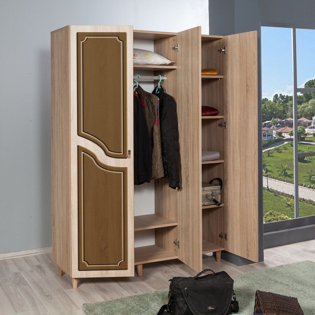 Riidekapp Kalune Design Wardrobe 863 (VI), 135 cm, tamm/tumepruun hind ja info | Kapid | kaup24.ee