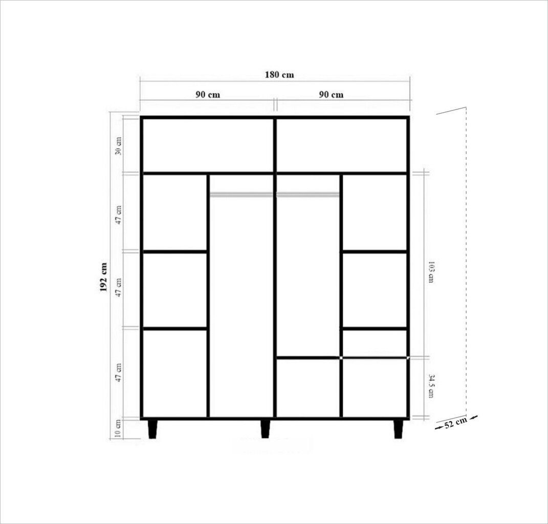 Riidekapp Kalune Design Wardrobe 863 (II), 180 cm, tamm/kollane hind ja info | Kapid | kaup24.ee