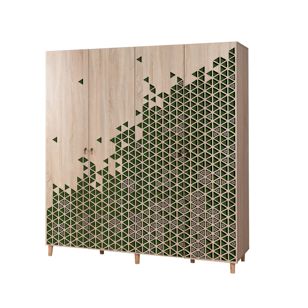Riidekapp Kalune Design Wardrobe 863 (II), 180 cm, tamm/roheline hind ja info | Kapid | kaup24.ee