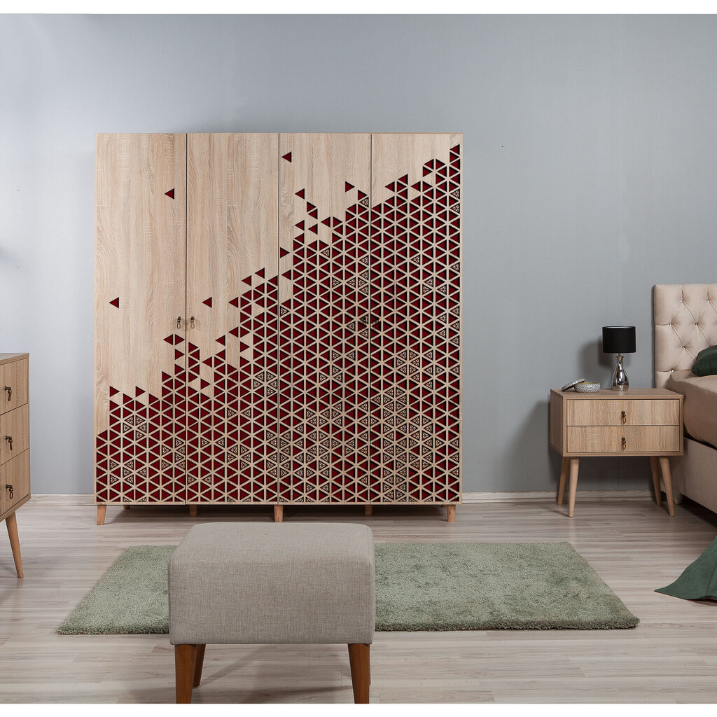 Riidekapp Kalune Design Wardrobe 863 (II), 180 cm, tamm/punane hind ja info | Kapid | kaup24.ee