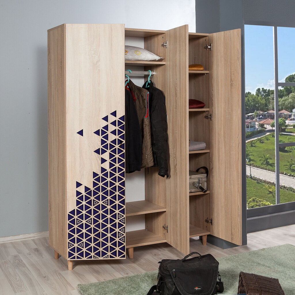 Riidekapp Kalune Design Wardrobe 863 (VI), 135 cm, tamm/sinine hind ja info | Kapid | kaup24.ee