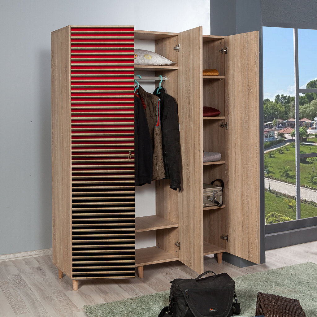 Riidekapp Kalune Design Wardrobe 863 (VI), 135 cm, punane цена и информация | Kapid | kaup24.ee